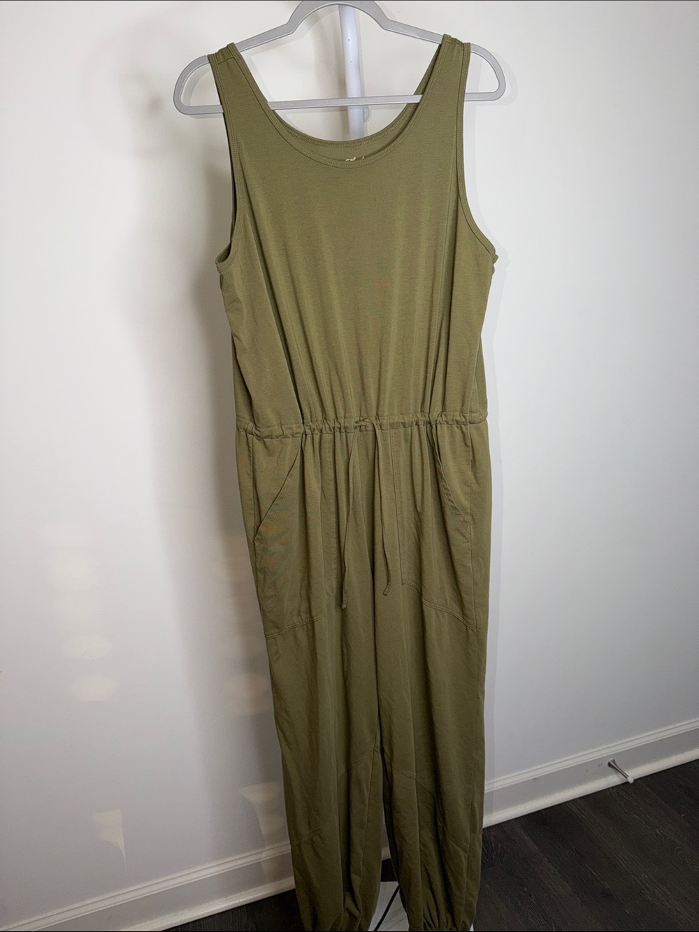 Universal Thread Sleeveless Olive Green Drawstring Waist Jumpsuit Dress